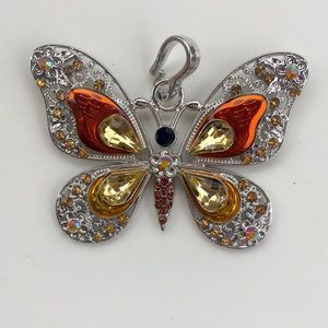 Vivid Burnt Orange Butterfly Necklace.